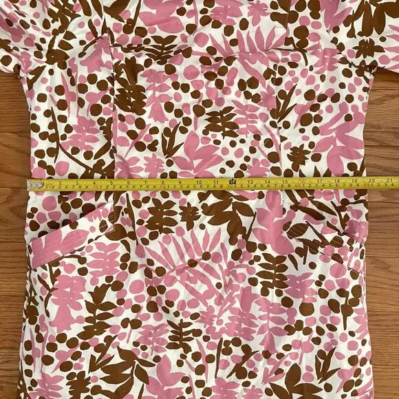 Boden Iona Button Detail Dress Womens 8R Pink Brown Shadow Bloom Casual Floral - Picture 9 of 10